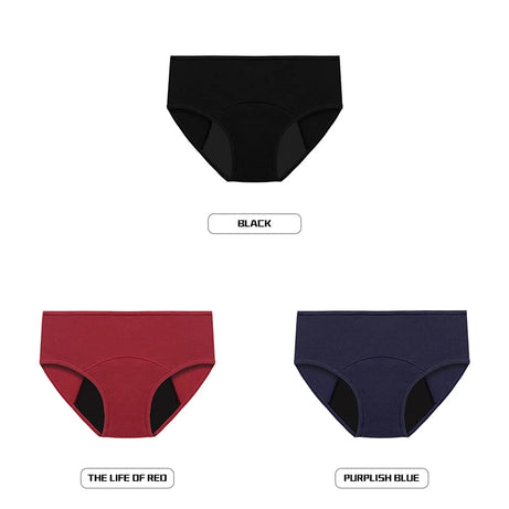 Lot de 3 culottes menstruelles pour femmes, anti-fuites, en coton, absorbantes, physiologiques, pour les règles.