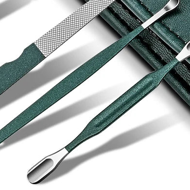 Kit de manucure et pédicure professionnel 6/9 pièces en acier inoxydable avec coupe-ongles et étui de voyage.