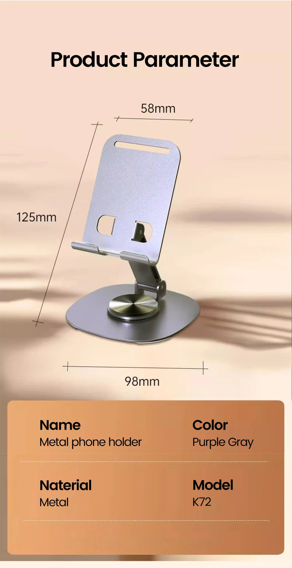 Support de téléphone portable rotatif Olaf pour table, compatible iPad, Samsung et iPhone 15, 14 et 13 pouces.