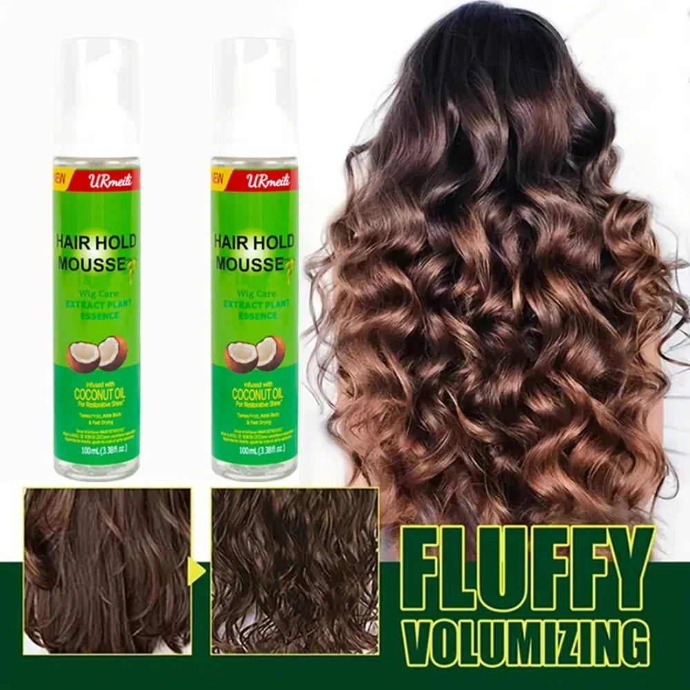 Mousse coiffante à l'huile d'olive pour cheveux bouclés (2025) - Forte tenue - Anti-frisottis - Convient aux femmes et aux hommes
