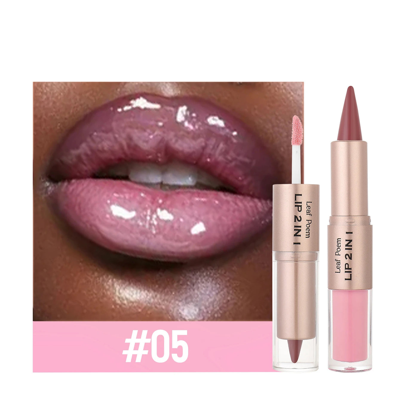 Crayon contour des lèvres noir et marron effilé, double embout miroir, effet repulpant, gloss cristal, maquillage pour des lèvres rouges sexy