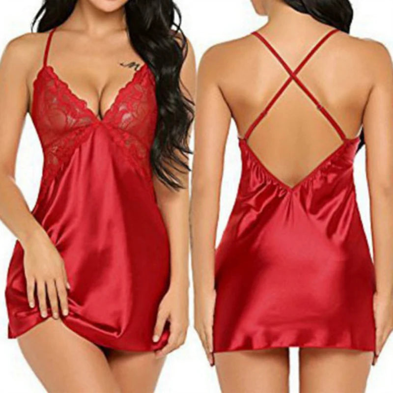 Nuisette sexy en dentelle pour femme, robe de chambre babydoll, nuisette charmante et sexy, 1 pièce