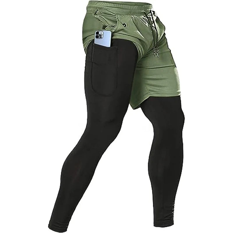 Pantalon de sport 2 en 1 pour homme, survêtement d'entraînement athlétique, pantalon de jogging, pantalon de fitness et de course à pied pour homme