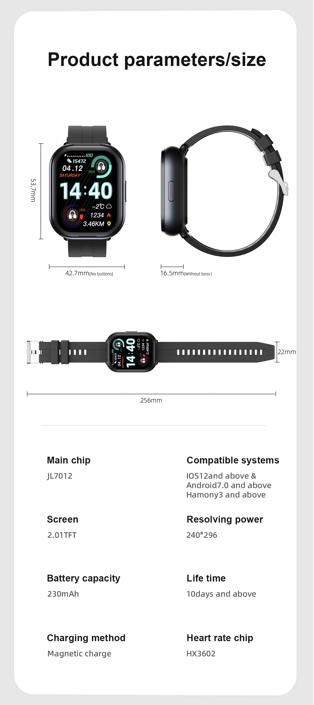 LIGE New Open-back Cip-on Headphones Smart Watch For Men Women 2.01” HD Screen Massive Watch Faces Bluetooth Call Smartwatches