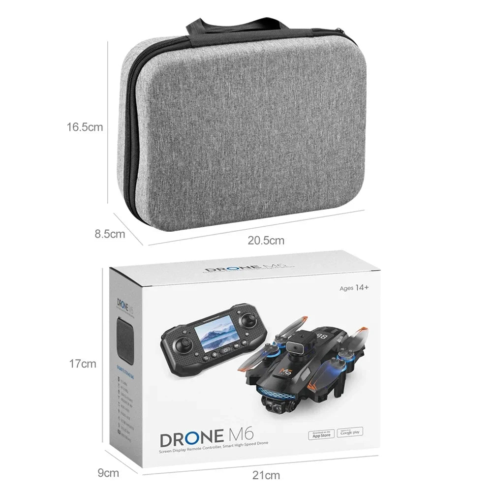 Drone M6 8K Pro original avec caméra HD 4K FPV Wi-Fi 5G pour prises de vue aériennes professionnelles. Quadricoptère radiocommandé avec écran intégré.