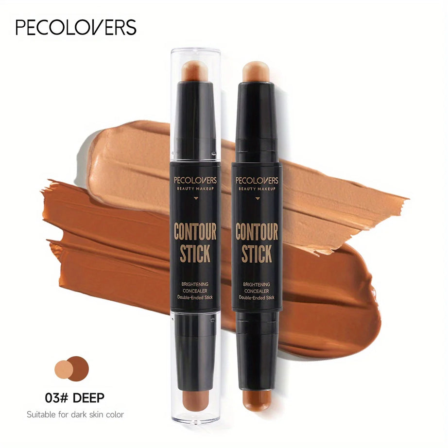 Stick contouring avec correcteur et illuminateur double embout pour un effet 3D sur l'arête du nez et un visage en V.