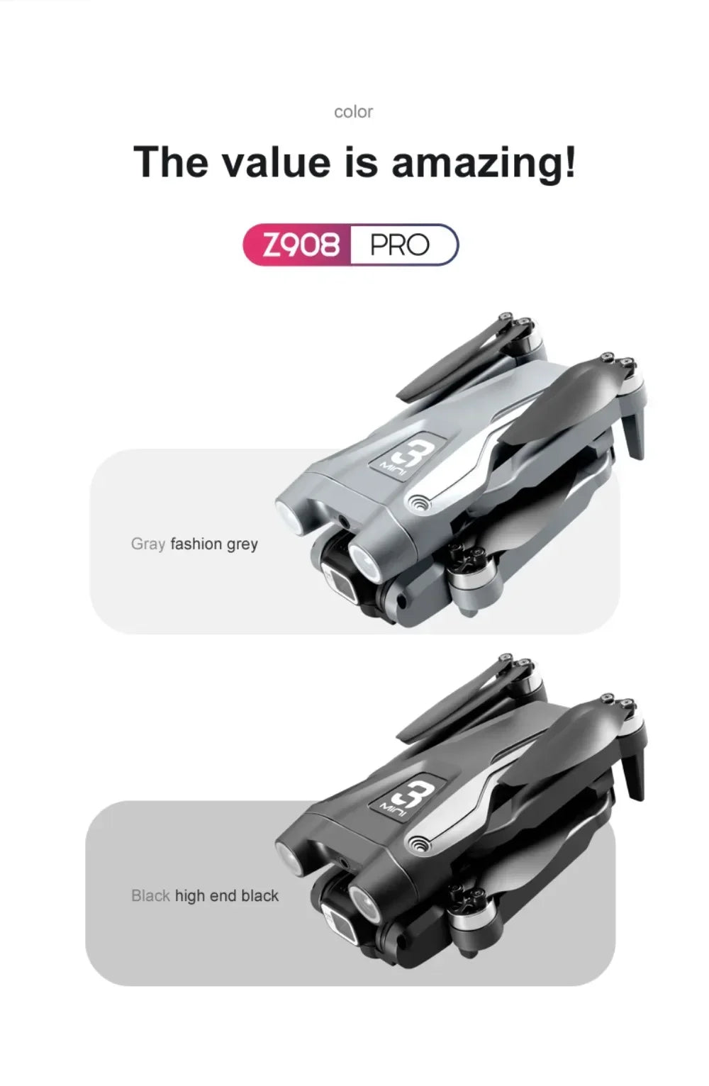 Drone Original Z908 Pro /MAX 8K ESC Professionnel 4K avec localisation par flux optique et évitement d'obstacles sur 3 côtés - Quadricoptère jouet