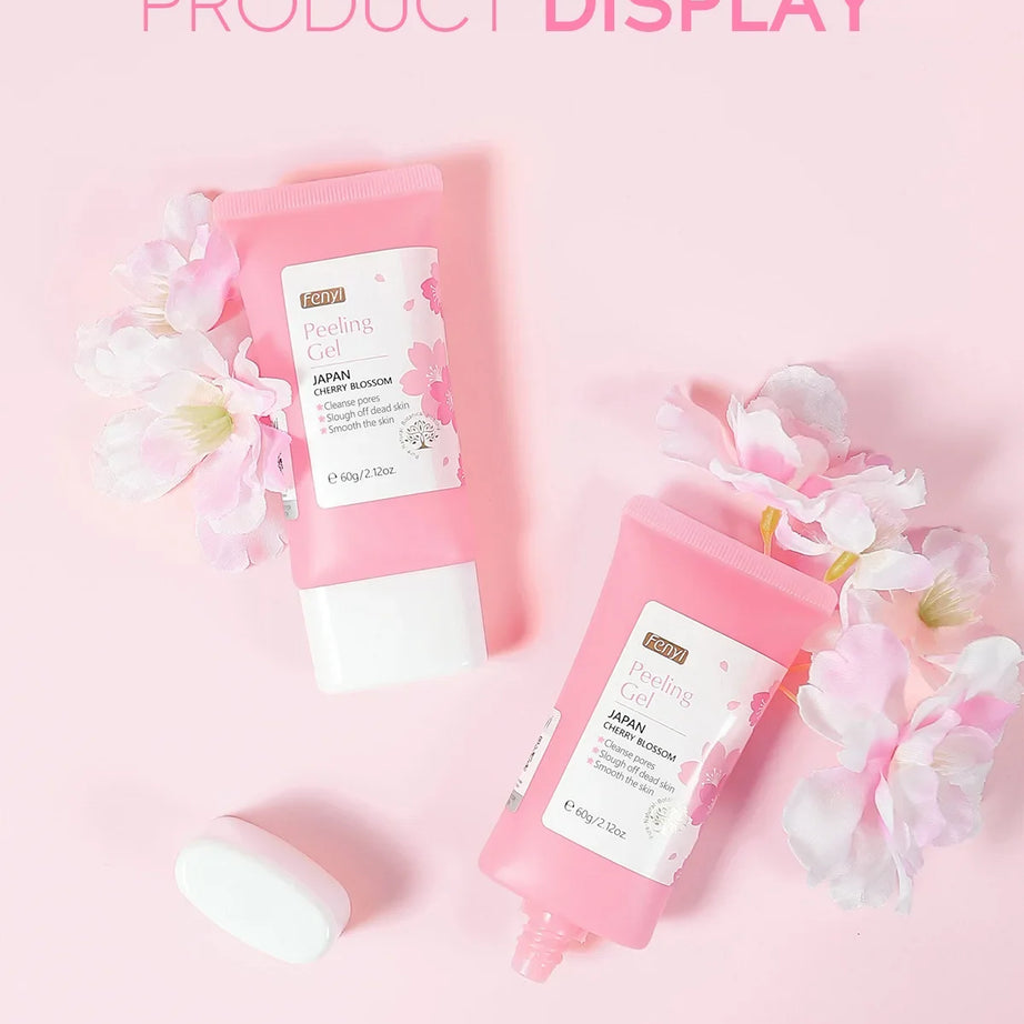 Gel exfoliant nettoyant en profondeur Sakura pour le visage, soin éclaircissant et hydratant, gommage réparateur, 60 g