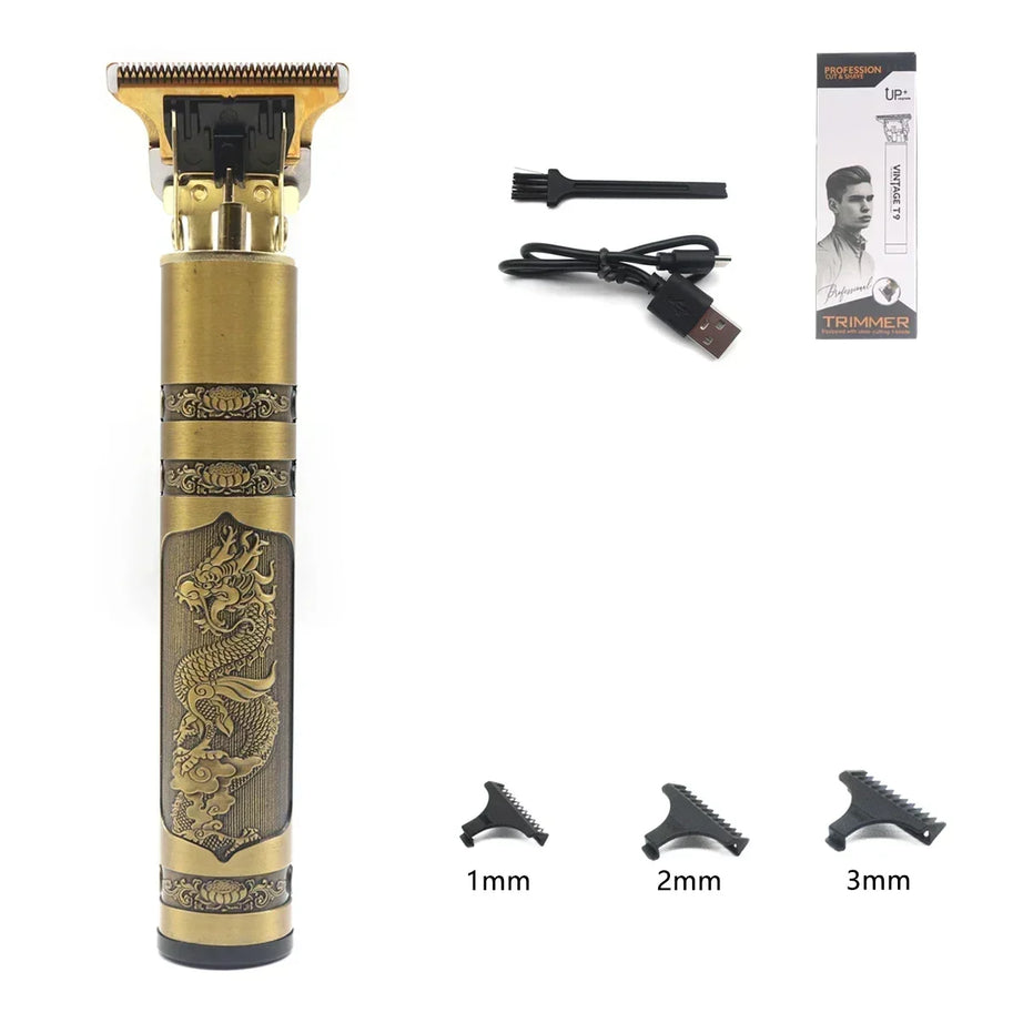 Tondeuse à cheveux professionnelle T9, corps en métal, tondeuse à barbe pour hommes, lame en acier inoxydable, tondeuse à cheveux et à barbe