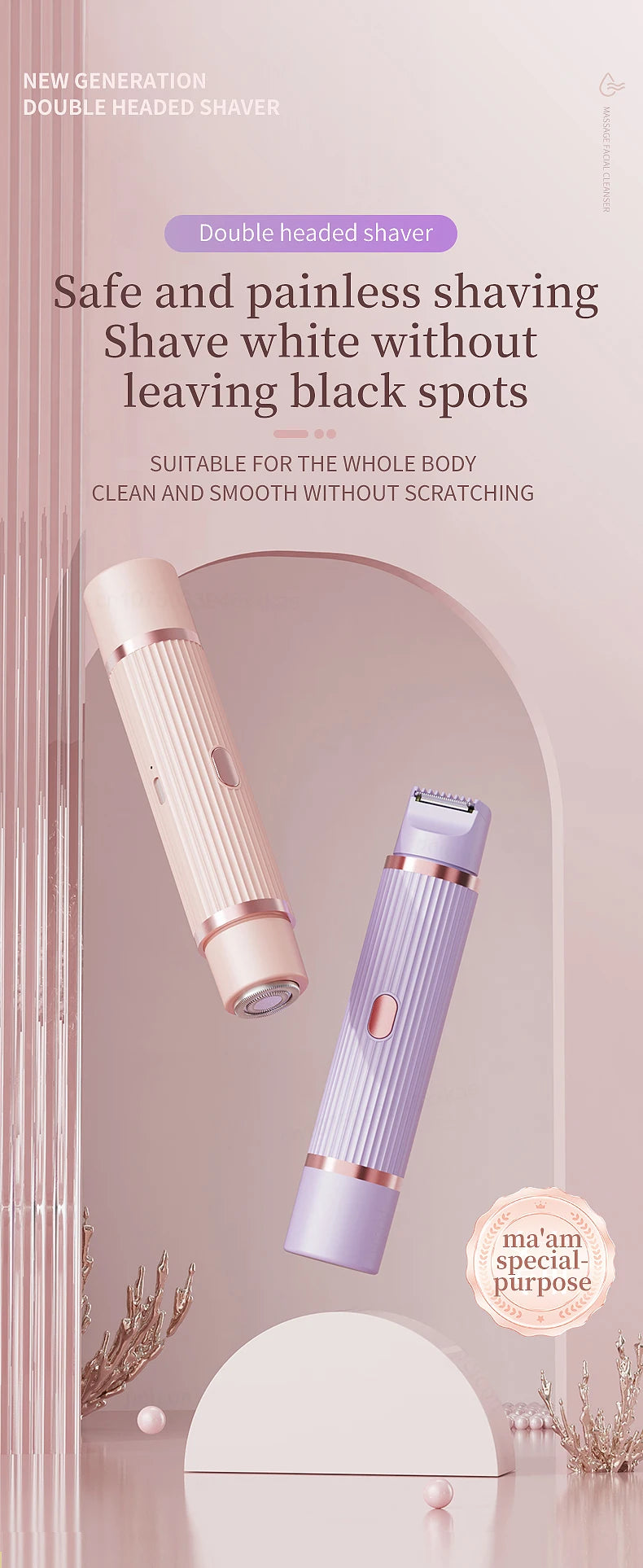 Rasoir électrique pour femme, tondeuse bikini, épilateur corporel, rasoir électrique pour l'épilation du maillot, des aisselles, des jambes et du visage