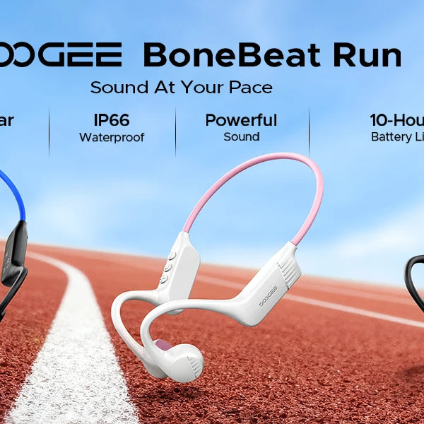 Écouteurs intra-auriculaires à conduction osseuse DOOGEE BoneBeat Run, sans fil, Bluetooth 5.4, étanches, pour la musique et les appels sportifs en extérieur