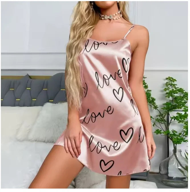 Vêtements de nuit pour femmes, vêtements d'intérieur, nuisette sexy noire à imprimé floral, chemises de nuit en soie, chemises de nuit pour femmes
