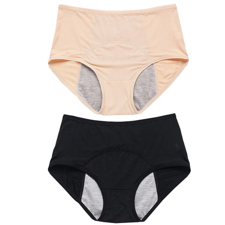 Lot de 2 culottes physiologiques pour femmes, culottes menstruelles anti-fuites, taille mi-haute, en soie glacée.