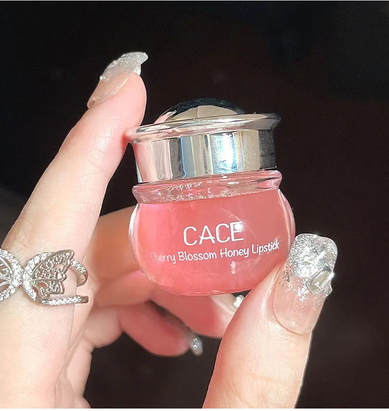 Baume à lèvres CACE au miel et aux fleurs de cerisier — Hydratation intense et repulpante, fini brillant riche en eau, non collant,