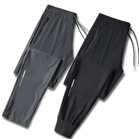 Pantalon en soie glacée de haute qualité pour homme, coupe slim décontractée, idéal pour l'été. Grande élasticité, séchage rapide, parfait pour la course et les activités de plein air.
