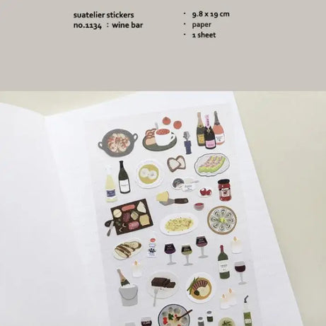 Autocollants Suatelier Foods, scrapbooking esthétique, jolis stickers pour carnets de voyage, décorations coréennes, agendas et fournitures de loisirs créatifs.
