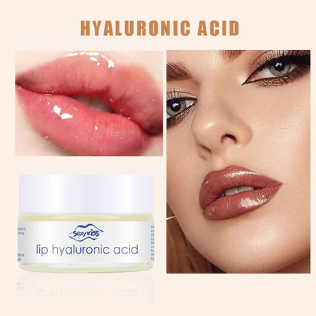 Masque de nuit pour les lèvres à l'acide hyaluronique et au collagène (20 g) : hydratation intense et longue durée, exfoliation, jour et nuit. Idéal comme cadeau.