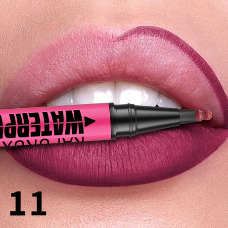 Crayon à lèvres liquide mat 12 couleurs, waterproof, effet repulpant, pour un contour des lèvres naturel et un maquillage contour des lèvres impeccable.