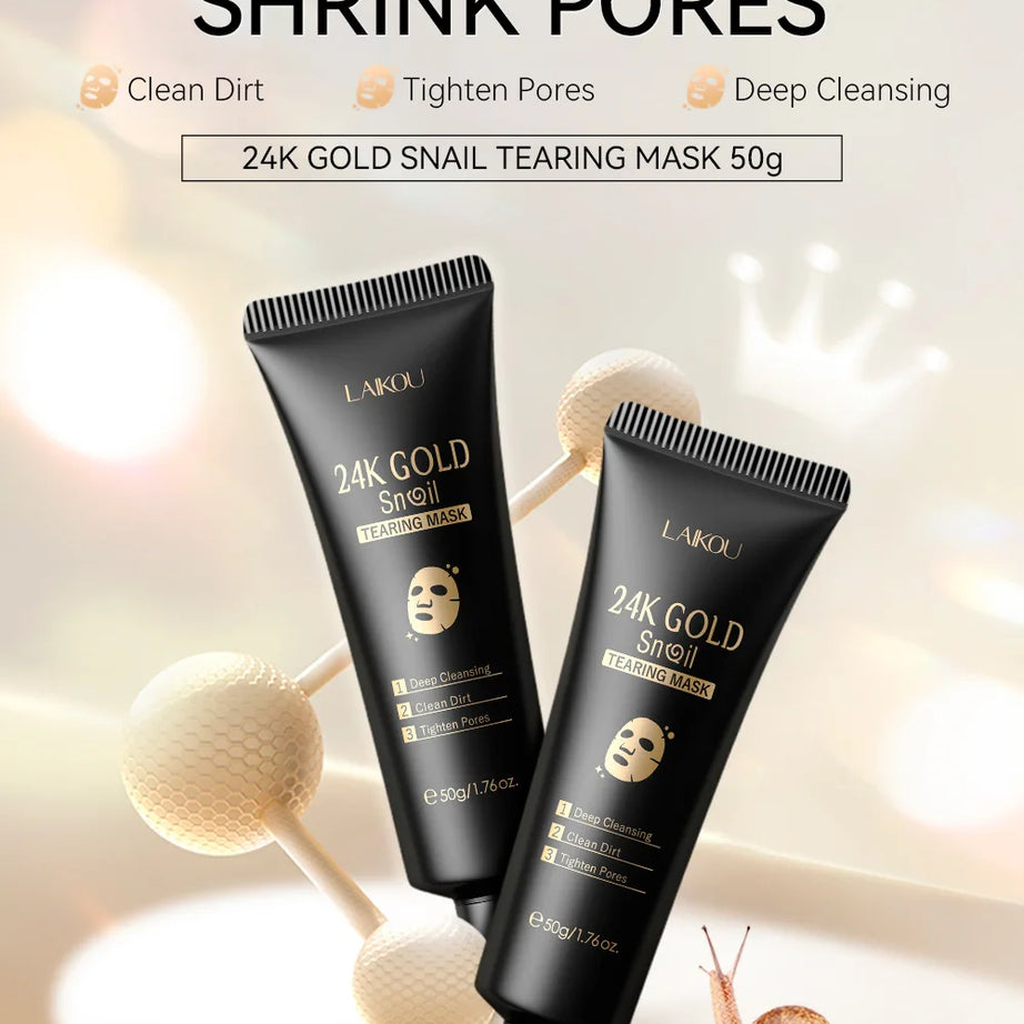 Masque visage exfoliant à l'or 24 carats LAIKOU Sakura : anti-rides, blanchissant, éliminateur de points noirs, masque à déchirer, produits de soin de la peau