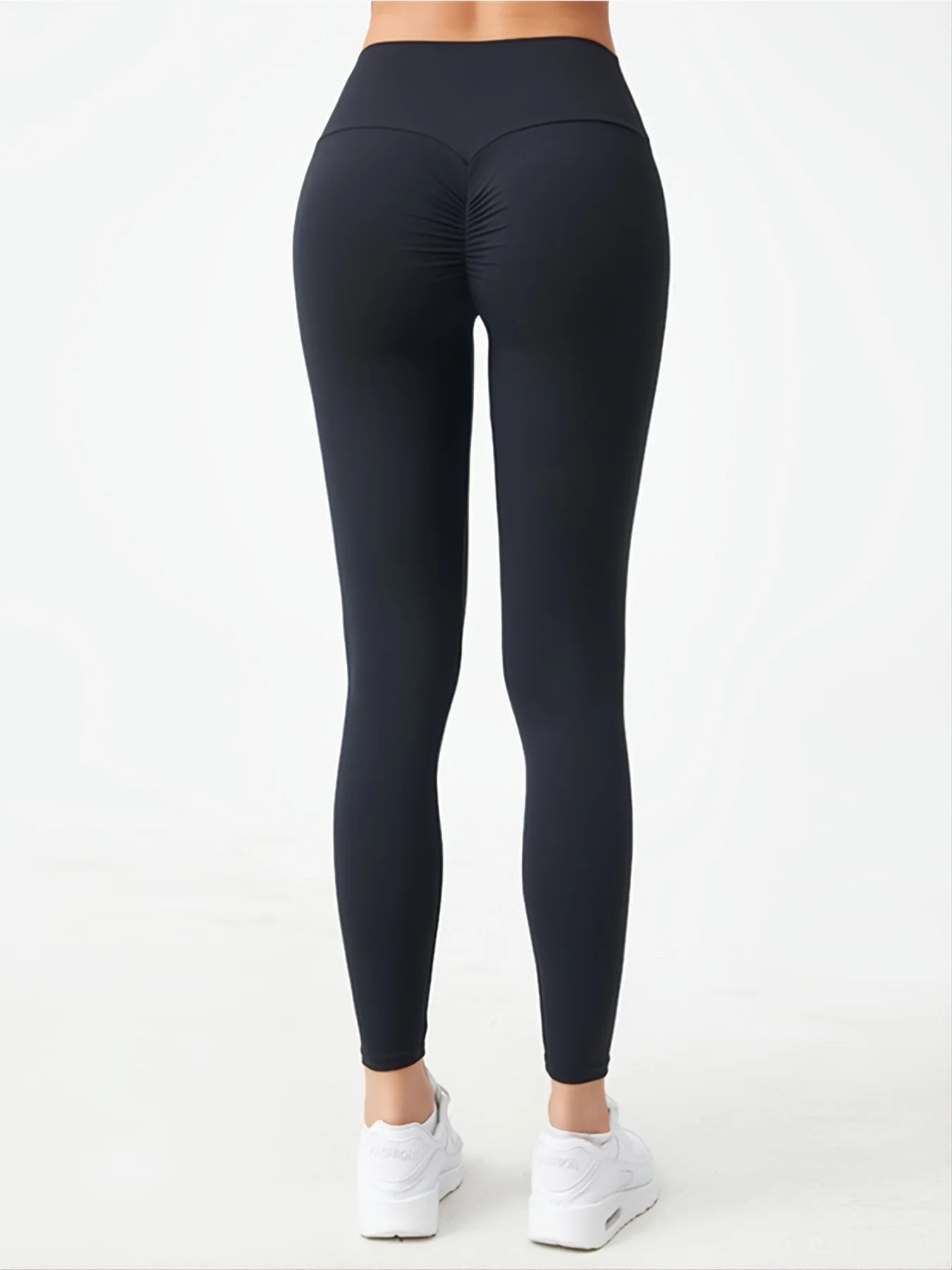 Pantalon de yoga taille haute push-up, effet push-up, froncé, coupe pêche, séchage rapide, respirant et extensible, idéal pour la salle de sport.