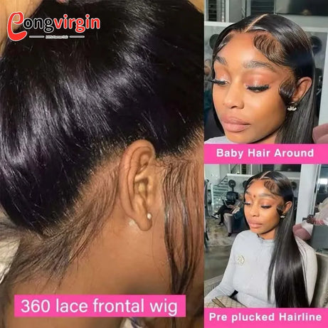 Perruque 5x5 sans colle, cheveux humains, prête à porter, dentelle prédécoupée, perruque lisse à lace front pour femmes