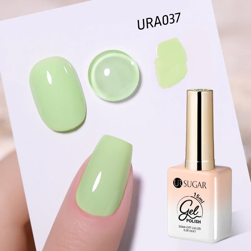 Vernis gel semi-permanent UR SUGAR 15 ml, couleur blanc laiteux translucide, effet gelée, UV, semi-permanent, pour nail art, à dissoudre. Dernière tendance.