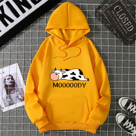 Sweat-shirts à capuche pour femme, imprimé vache tachetée kawaii, respirants, amples et chauds, en polaire, vêtements de sport automne-hiver