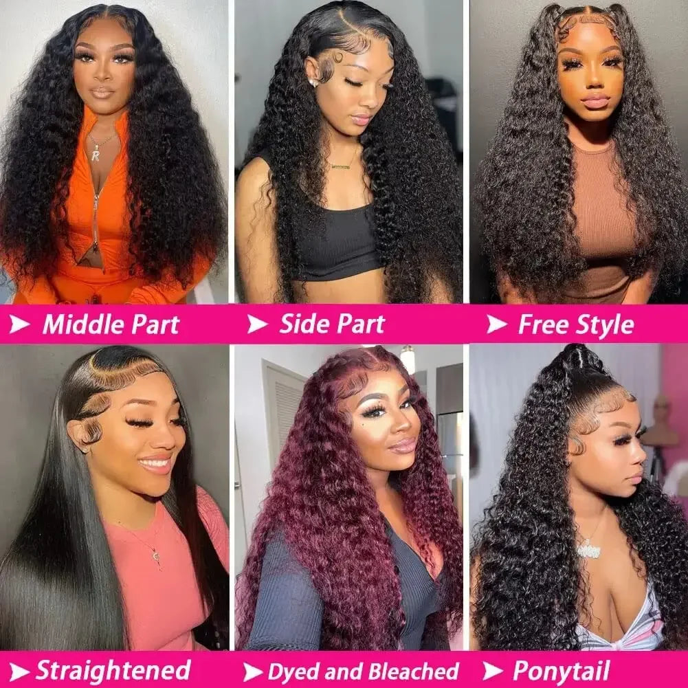 Perruque Lace Frontale HD 13x6, ondulations profondes, densité 250, cheveux humains bouclés 100% pré-épilés, style Water Wave, pour femmes noires brésiliennes