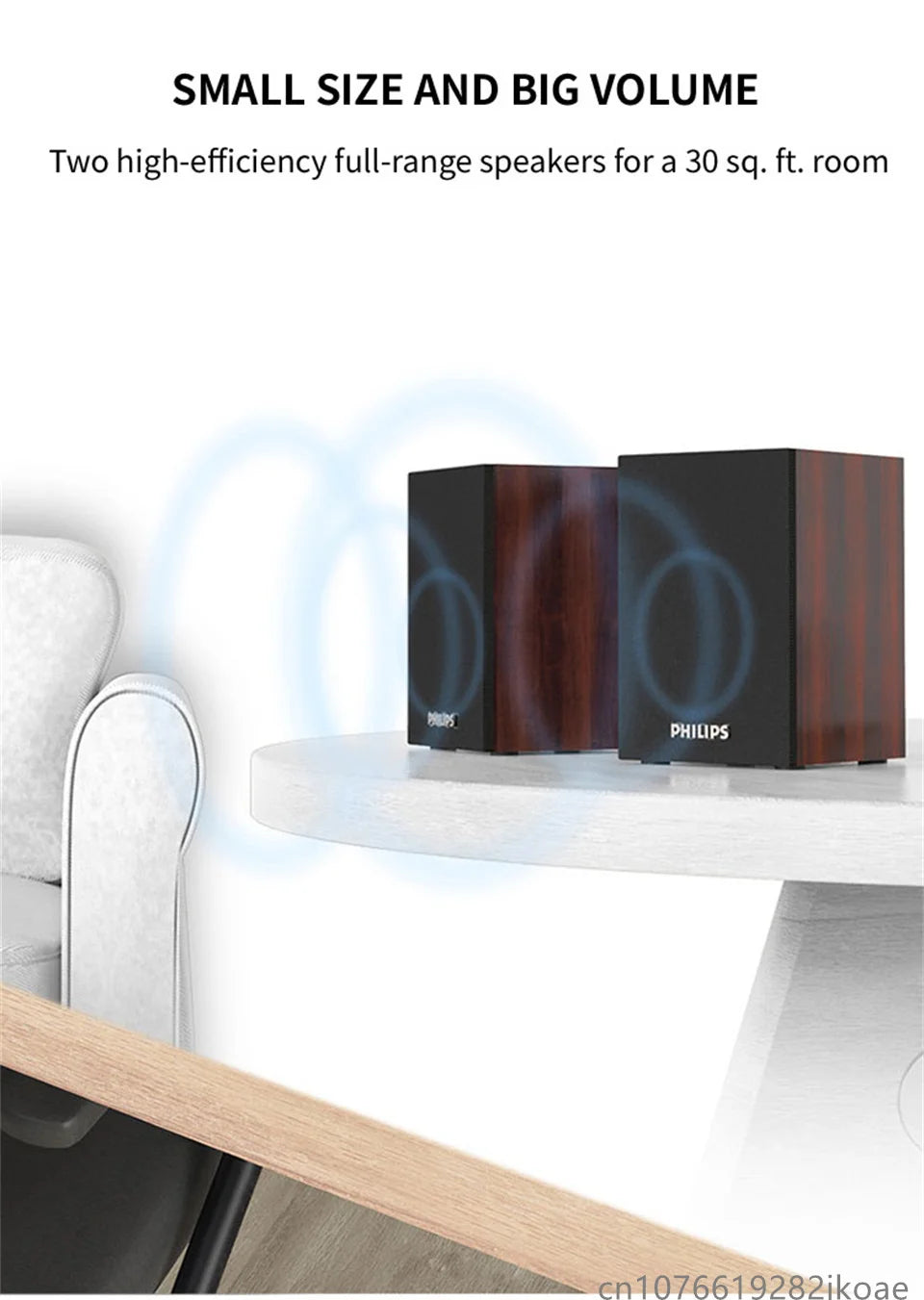 Enceinte Bluetooth Philips SPA20 avec son surround à 360°, stéréo sans fil Bluetooth pour ordinateur portable Macbook