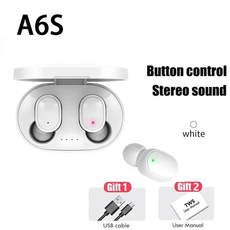 Écouteurs intra-auriculaires Bluetooth sans fil TWS A6S avec réduction de bruit et micro pour Huawei, Xiaomi et Redmi