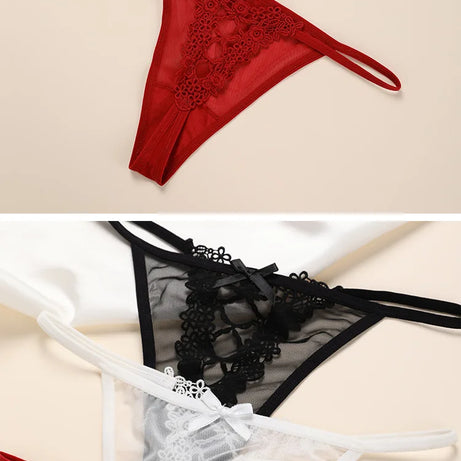 Sexy Girls G String Lace Panties Women Briefs Hollow Out Transparent Thong Thin Underwear Female Low Waist Lingerie Size S-XL