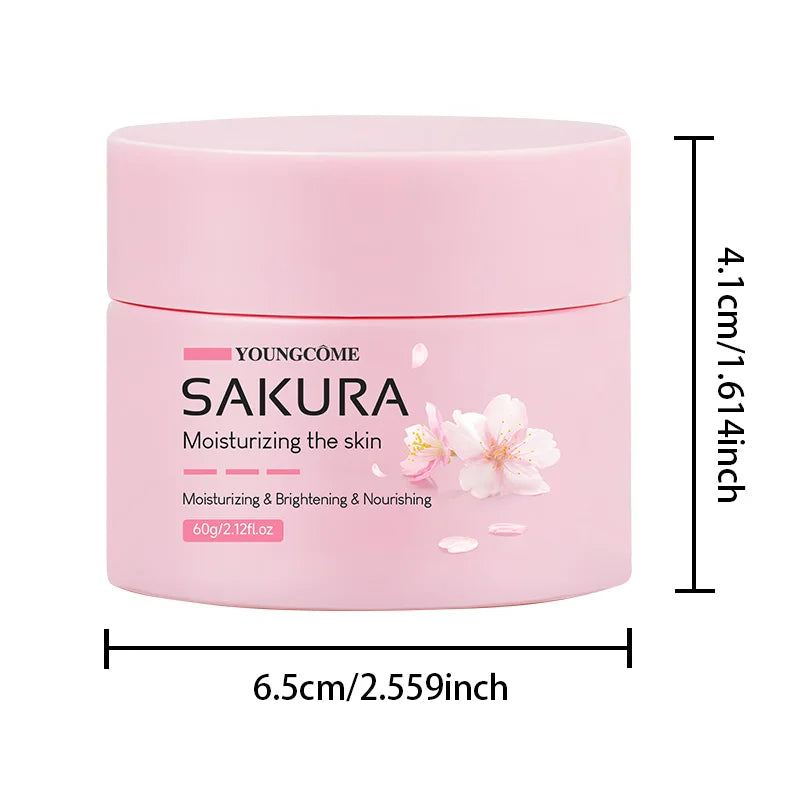 Crème à l'essence de sakura, soin hydratant visage à la fleur de cerisier pour peaux sèches et rugueuses, soin anti-âge liftant, nourrissant et réparateur au collagène
