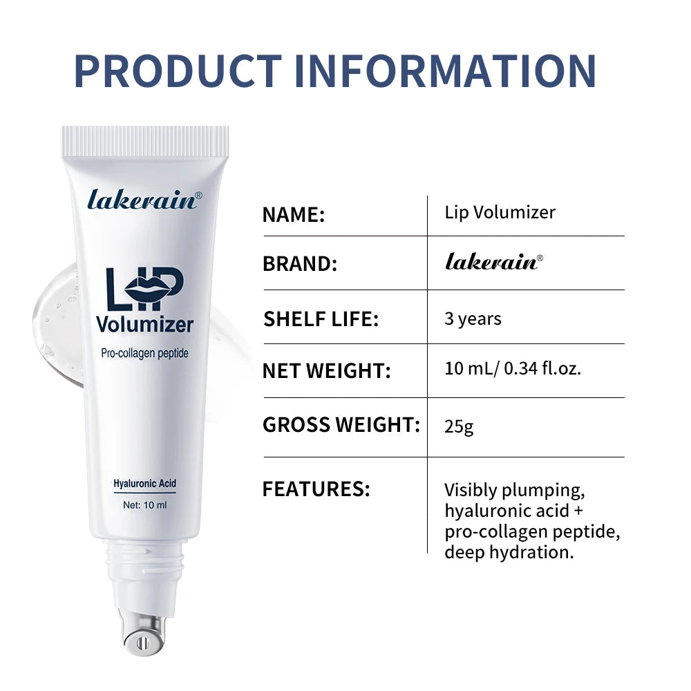 Aceite labial voluminizador instantáneo con ácido hialurónico Lakerain para reducir las líneas de expresión, esencia para el cuidado de los labios, brillo labial hidratante para mujeres.