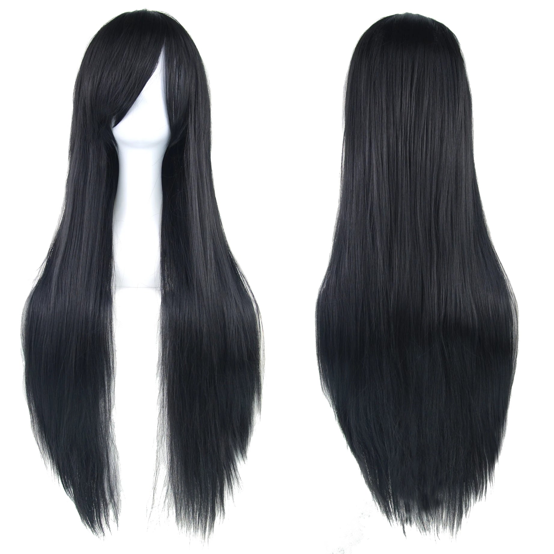 Perruque synthétique Soowee de 80 cm de long, blanche et violette, idéale pour le cosplay, les fêtes et les coiffures noires. Cheveux raides. Postiche pour femme.
