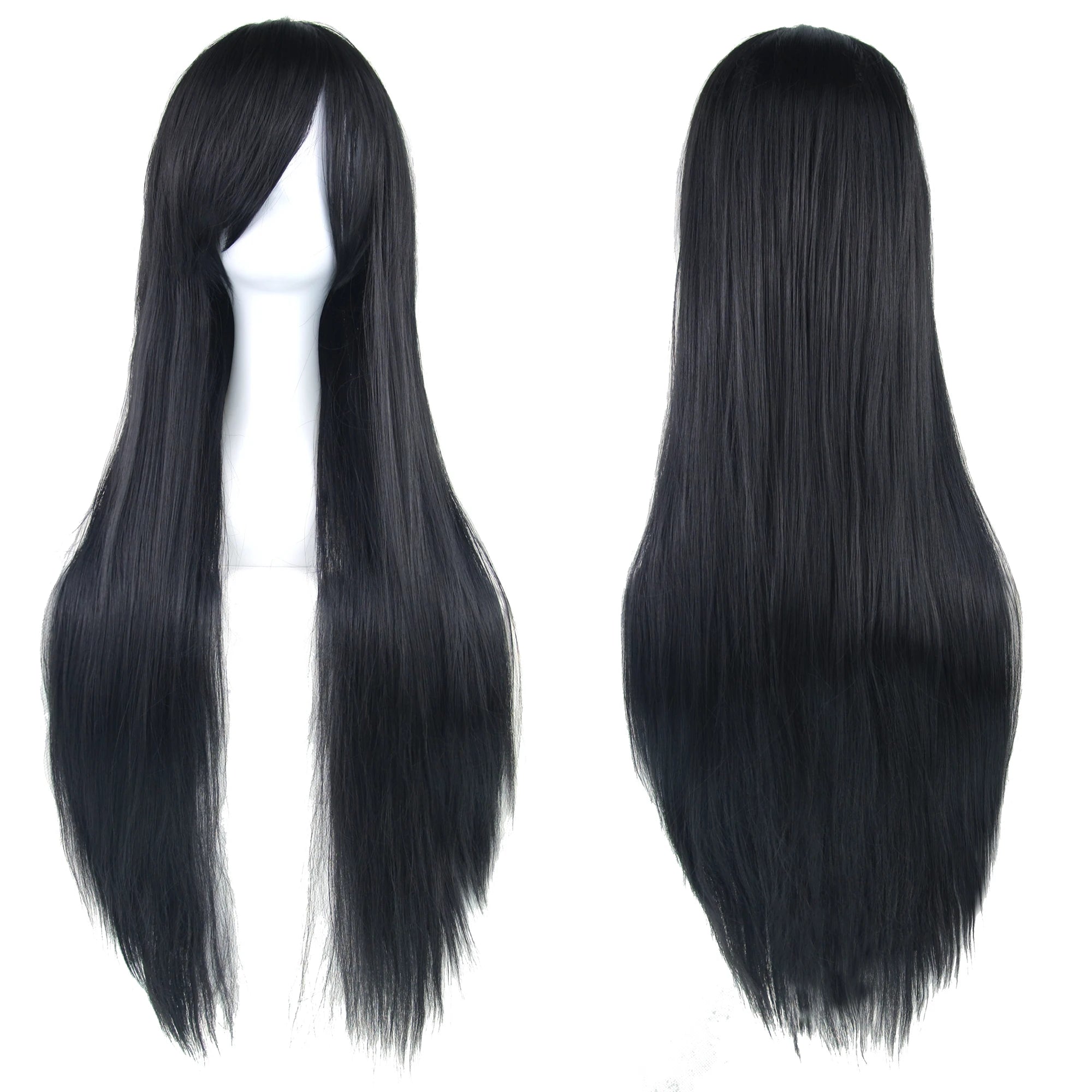 Perruque synthétique Soowee de 80 cm de long, blanche et violette, idéale pour le cosplay, les fêtes et les coiffures noires. Cheveux raides. Postiche pour femme.