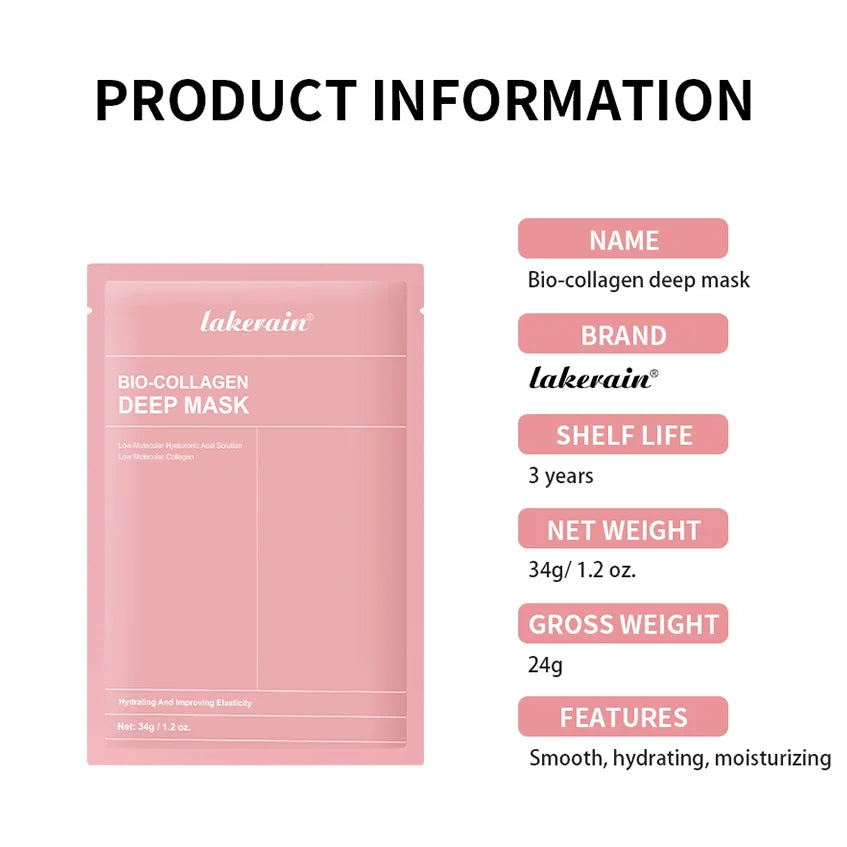 Masque Bio-Collagen Real Deep, supplément de collagène, masque hydrogel hydratant de nuit, améliore l'élasticité, minimise les pores et raffermit