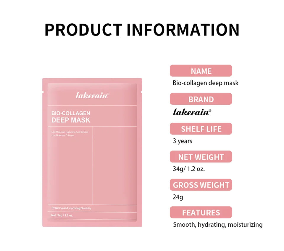 Masque Bio-Collagen Real Deep, supplément de collagène, masque hydrogel hydratant de nuit, améliore l'élasticité, minimise les pores et raffermit