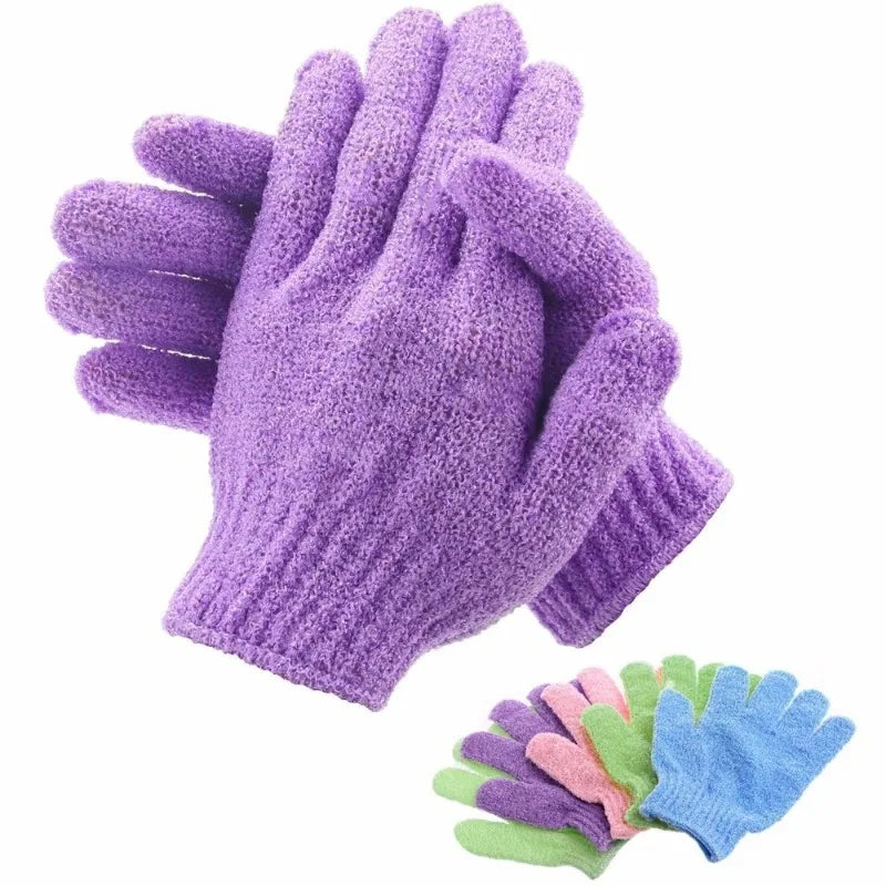 Lot de 2 gants exfoliants pour le bain, avec éponge de massage résistante pour le corps, pour laver et hydrater la peau.