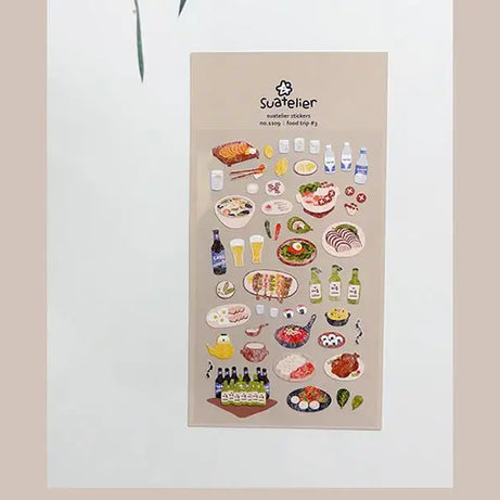 Autocollants Suatelier Foods, scrapbooking esthétique, jolis stickers pour carnets de voyage, décorations coréennes, agendas et fournitures de loisirs créatifs.
