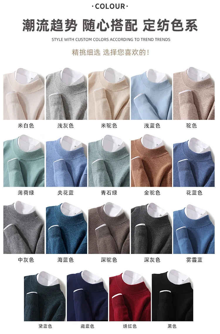 Pull 100 % laine mérinos pour femme, grande taille jusqu'à 5XL, col demi-lune, maille ample, manches longues, finitions cachemire.