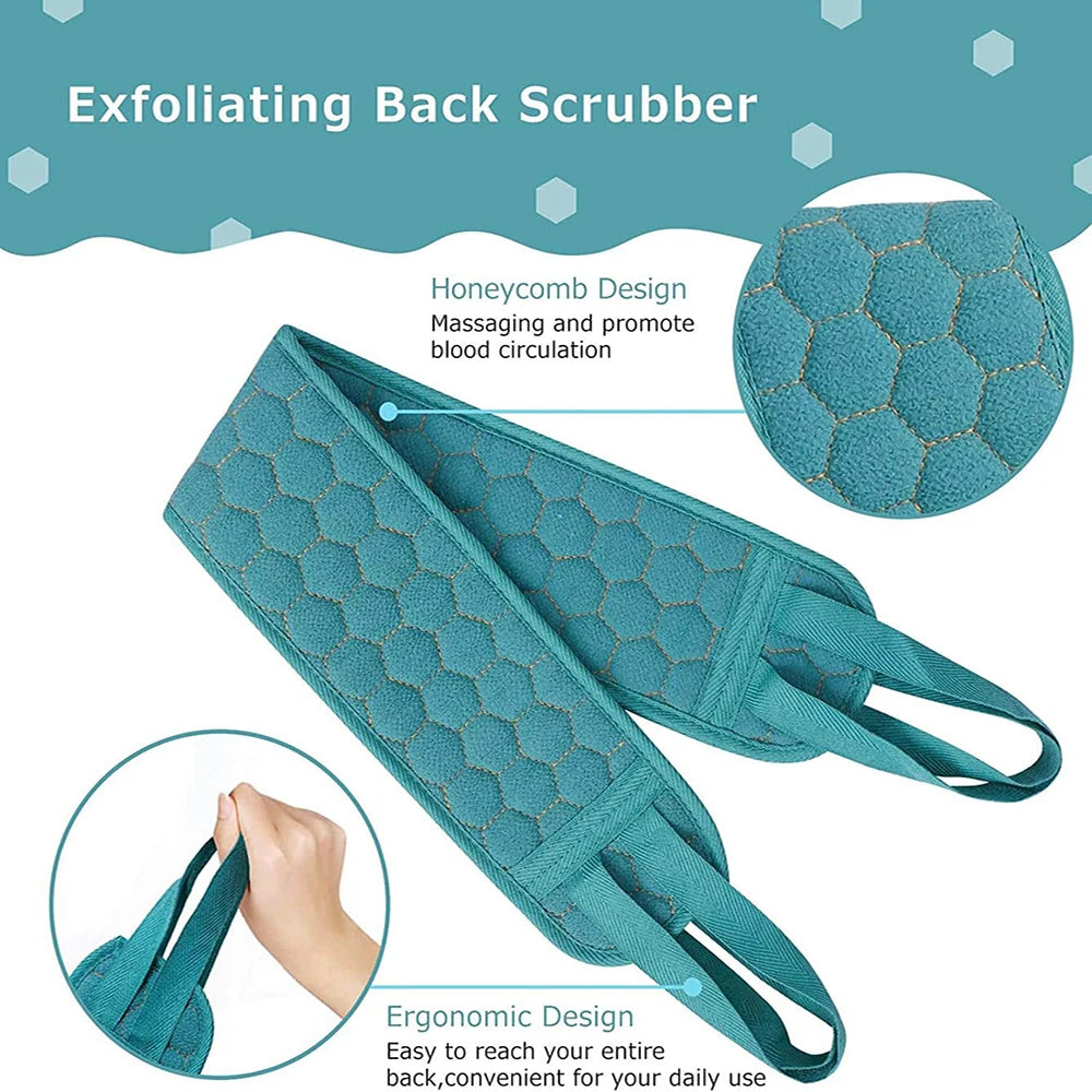 Ensemble exfoliant pour le corps - Comprend une éponge pour le dos, un gant de bain et une éponge de douche en luffa