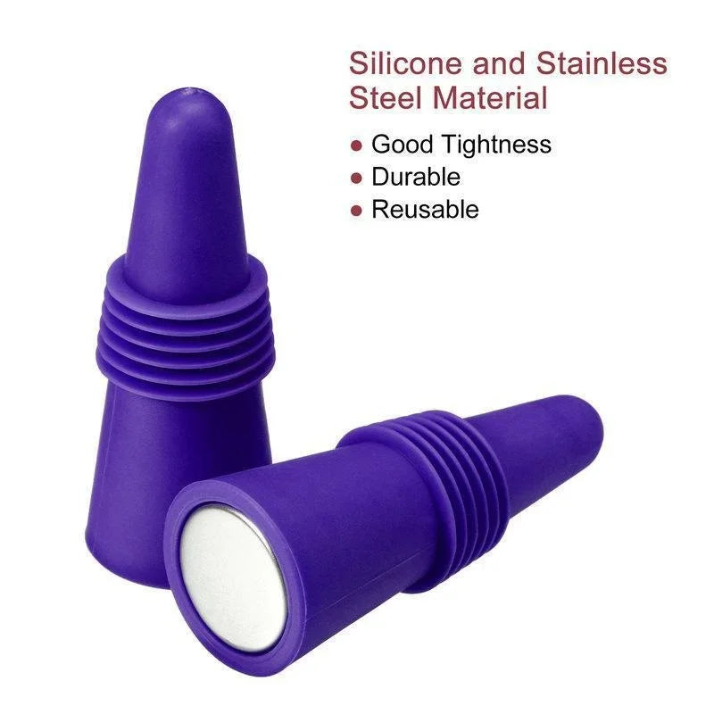 Lot de 1 bouchon en silicone pour bouteilles de vin et autres boissons, étanche, réutilisable.