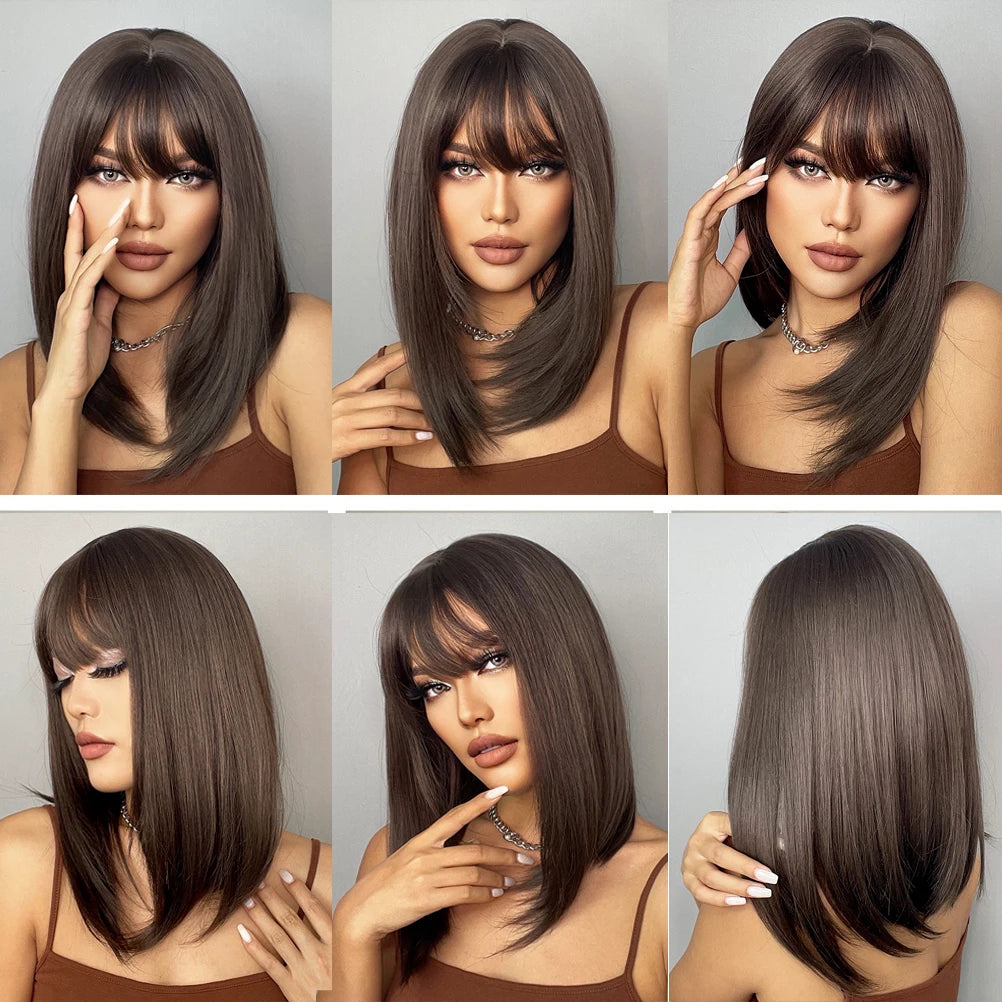 Perruque synthétique blanche, blonde et grise avec frange, coupe courte et lisse, idéale pour le cosplay et le quotidien. Cheveux naturels et résistants à la chaleur.