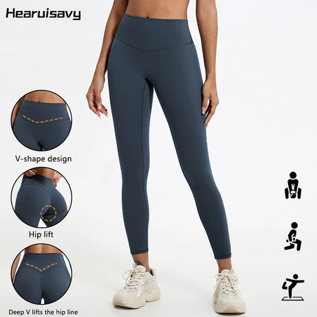 Leggings taille haute Hearuisavy en tissu ultra doux, séchage rapide, parfaits pour la gym, le yoga et la course à pied. Effet push-up.