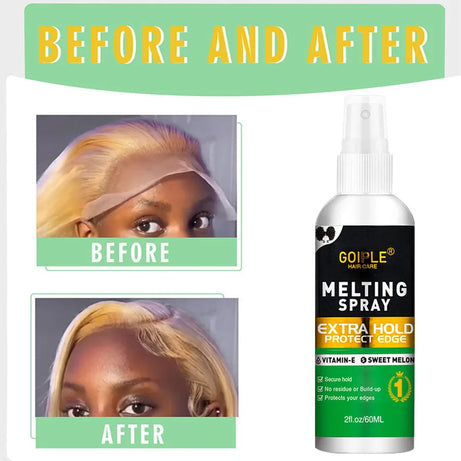GOIPLE Lace Wig Melting Spray Toupee Adhesives Wig Frontal Closure Synthetic Hair Forehead Closure Glue with Styling Accessories
