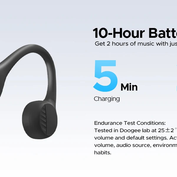 Écouteurs intra-auriculaires à conduction osseuse DOOGEE BoneBeat Run, sans fil, Bluetooth 5.4, étanches, pour la musique et les appels sportifs en extérieur