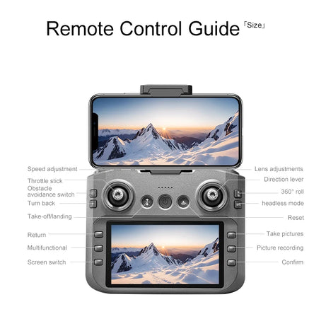 Véritable quadricoptère RC pliable A14 Pro Max GPS Brushless 8K avec trois caméras, détection d'obstacles et écran, pour une portée optimale.