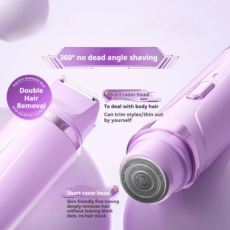 Rasoir électrique 2 en 1 pour femmes, épilation indolore, tondeuse corporelle rechargeable, épilateur pour aisselles et moustache