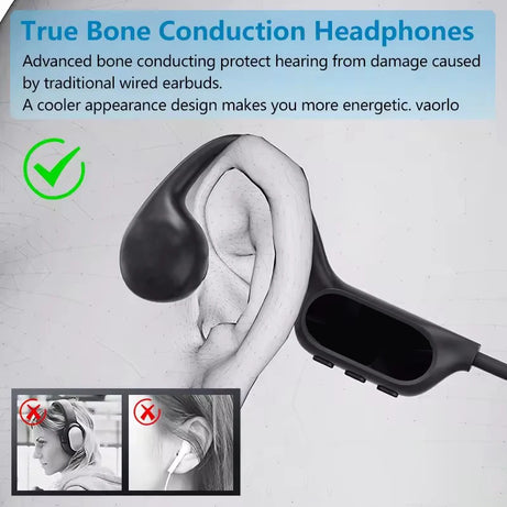 LonMao B33 Bone Conduction Earphones Bluetooth 5.4 Wireless Headphones Sports Headset HD Clear Mic for Workout Running Driving