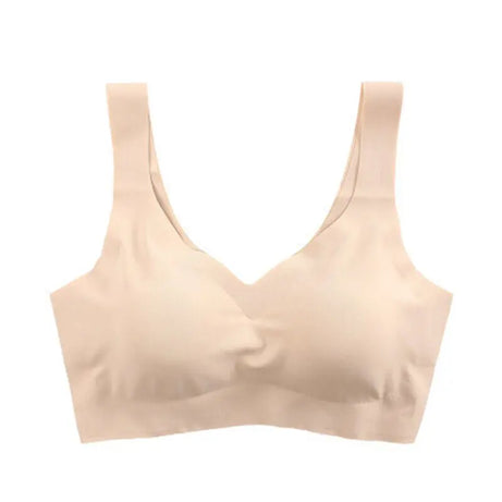 Soutien-gorge sans coutures en soie glacée pour femme (collection 2024), coussinets amovibles, effet push-up, brassière de yoga respirante, sans armatures.